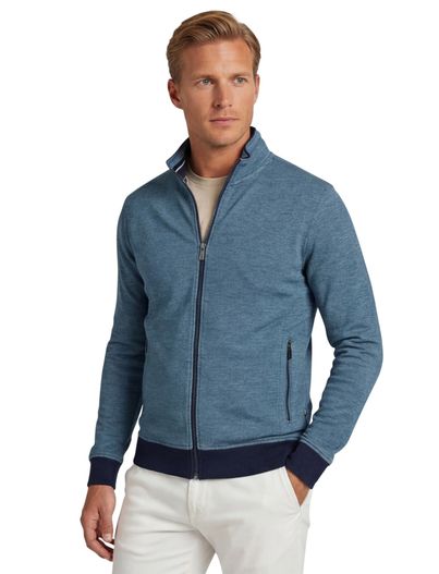 Baileys Baileys vest opstaande kraag blauw rits effen met zakken