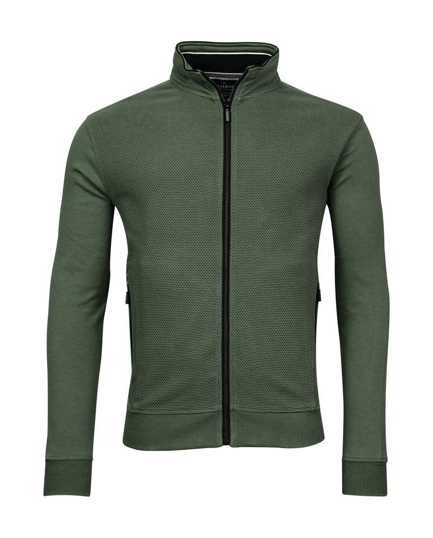 Baileys vest opstaande kraag groen rits effen met steekzakken