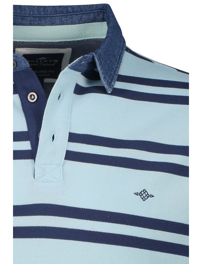 Baileys poloshirt normale fit lichtblauw met strepen katoen