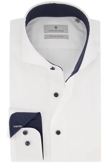 Thomas Maine Thomas Maine overhemd extra lange mouwlengte wit effen katoen normale fit