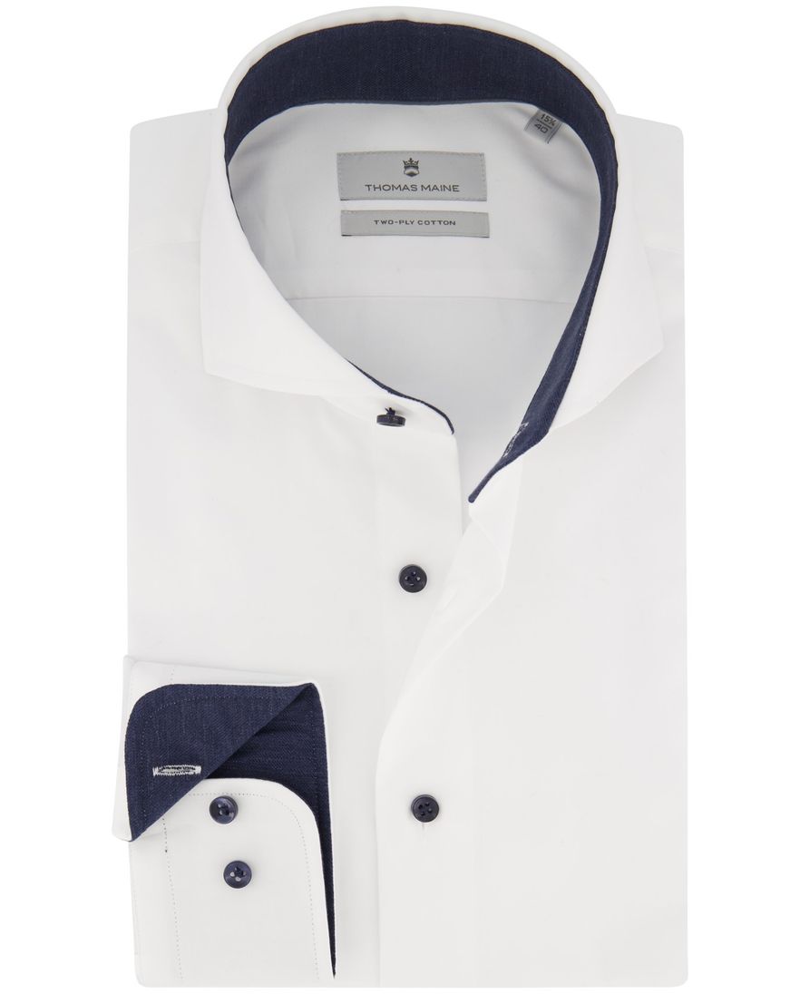 Thomas Maine overhemd ml 7 normale fit wit effen katoen
