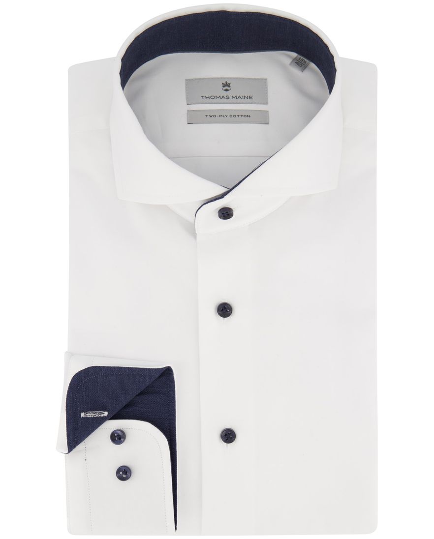 Thomas Maine overhemd ml 7 normale fit wit effen katoen