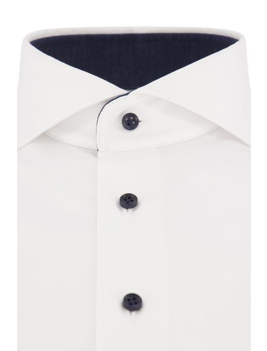 overhemd mouwlengte 7 Thomas Maine wit effen katoen normale fit