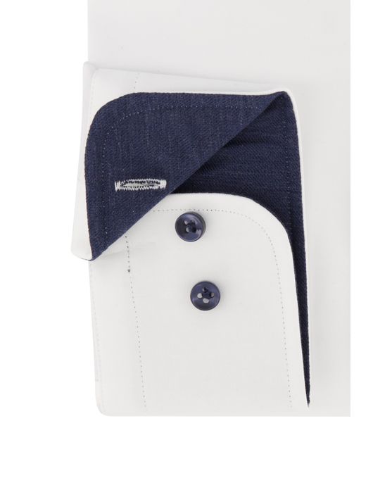 overhemd mouwlengte 7 Thomas Maine wit effen katoen normale fit