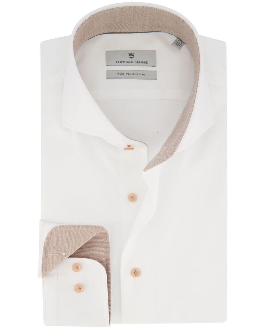 100% katoenen Thomas Maine overhemd mouwlengte 7 normale fit wit uni