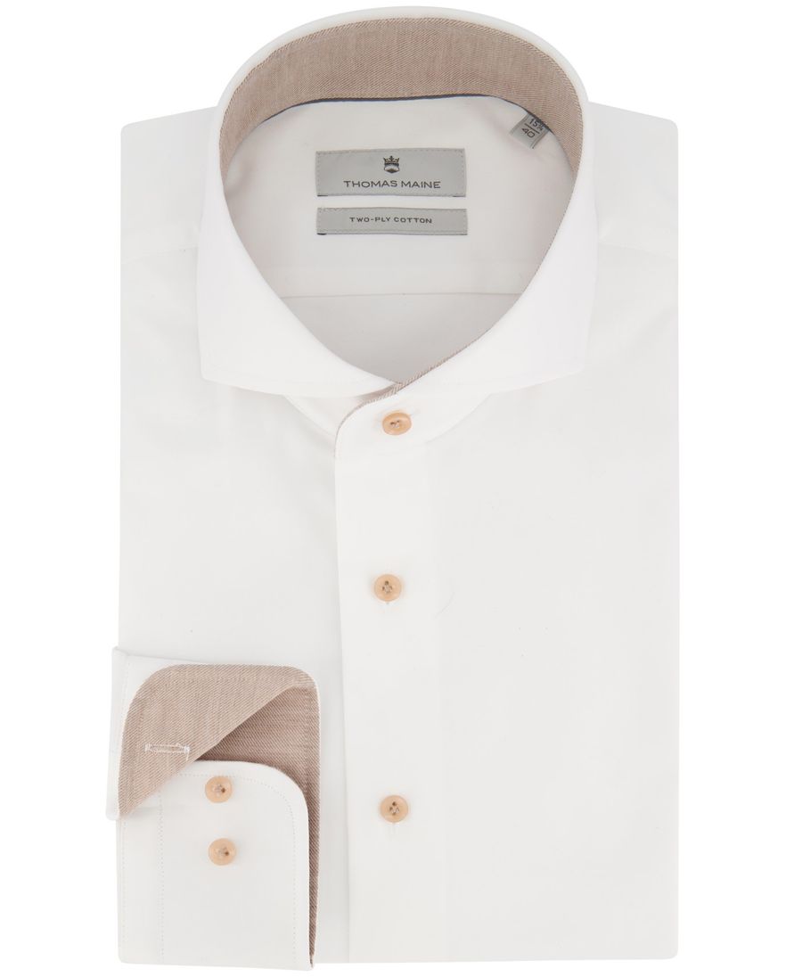 100% katoenen Thomas Maine overhemd mouwlengte 7 normale fit wit uni
