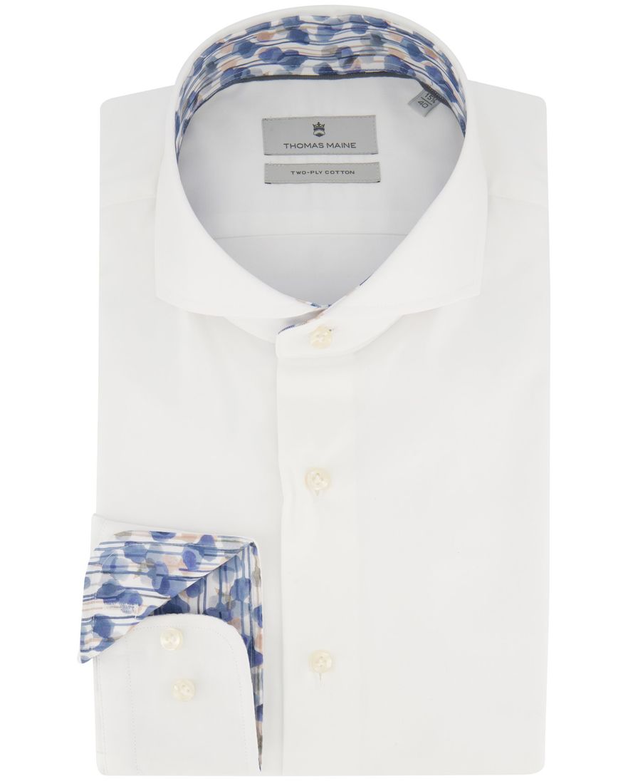 Thomas Maine overhemd mouwlengte 7 normale fit wit uni 100% katoen