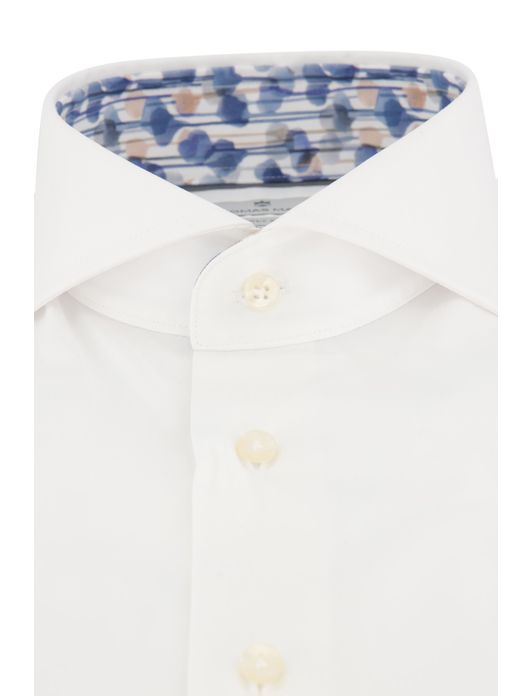 overhemd mouwlengte 7 Thomas Maine wit effen katoen normale fit