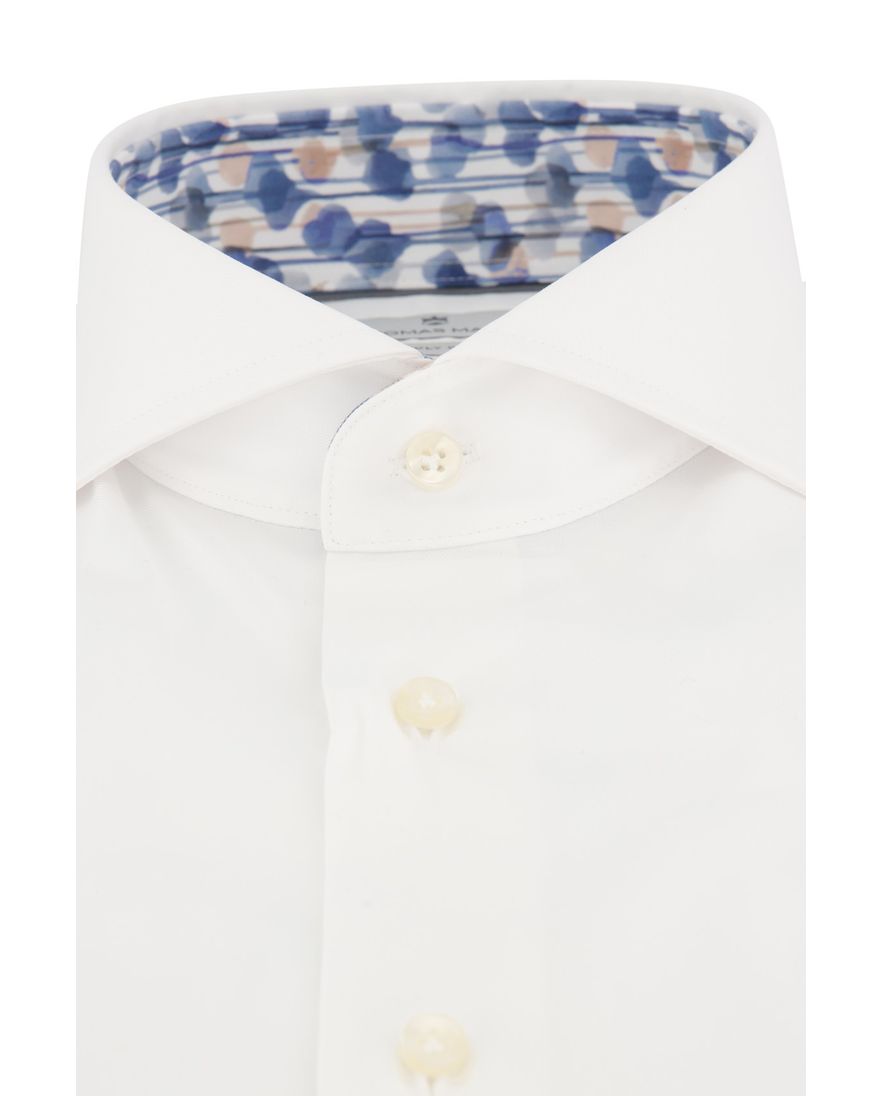 Thomas Maine overhemd mouwlengte 7 normale fit wit uni 100% katoen