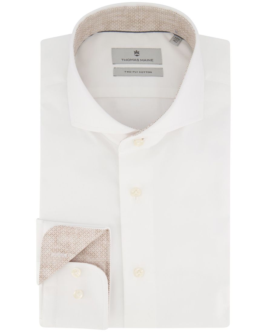 Thomas Maine overhemd mouwlengte 7 normale fit wit uni katoen