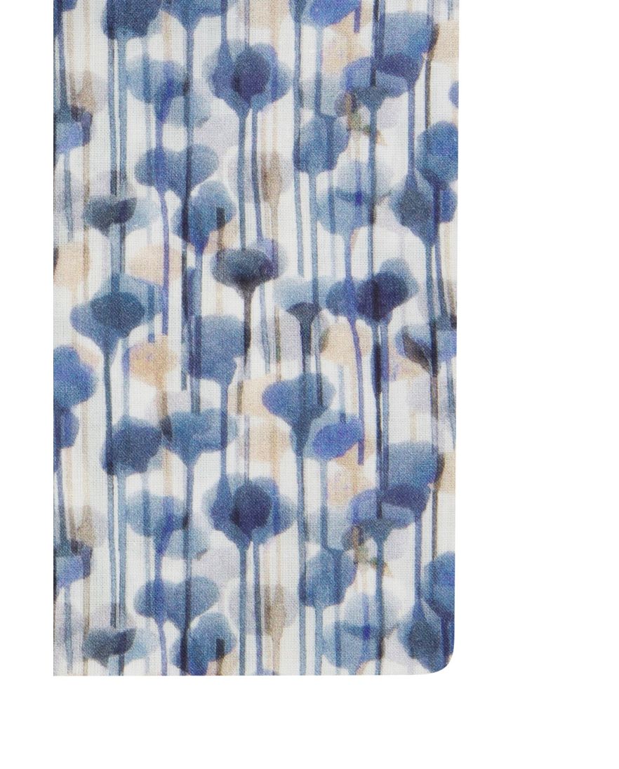 Thomas Maine normale fit overhemd mouwlengte 7 blauw geprint katoen