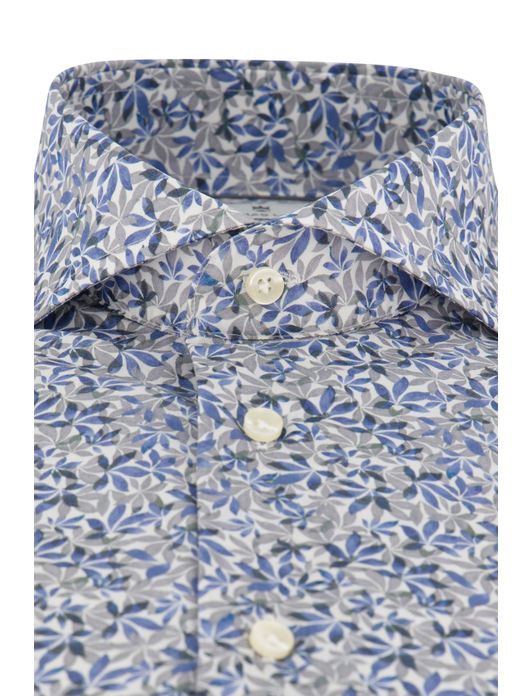 Thomas Maine overhemd ml7 blauw geprint