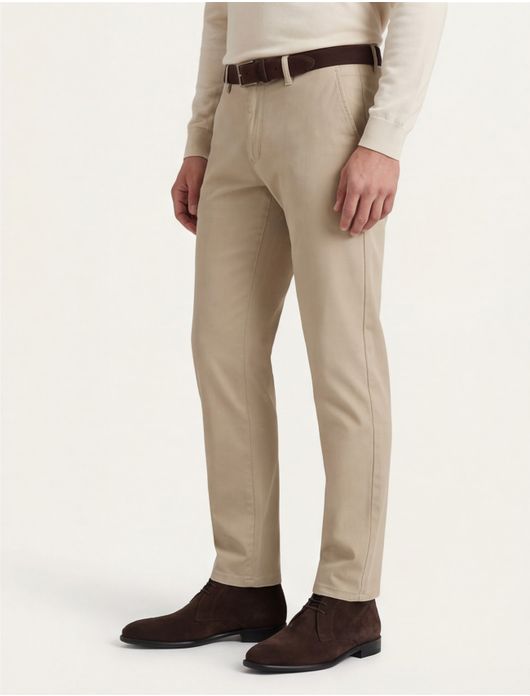 Gardeur broek chino beige zonder omslag