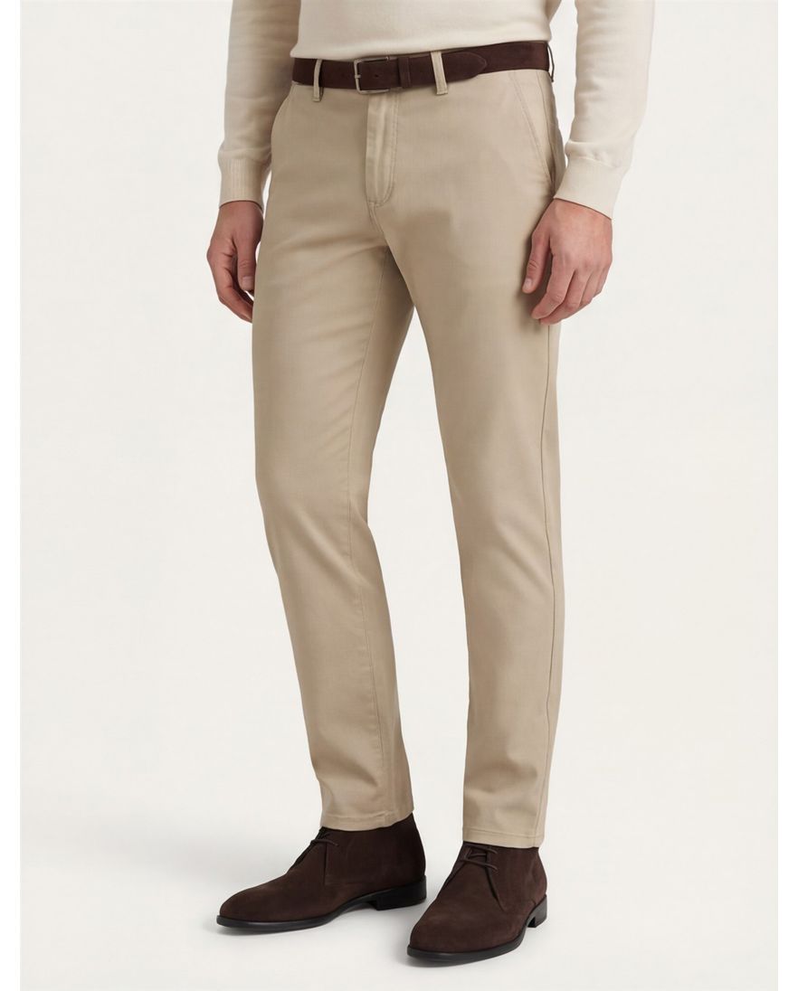 Gardeur chino Benito broek beige effen katoen