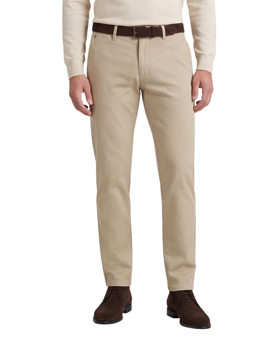 Gardeur chino Benito broek beige effen katoen