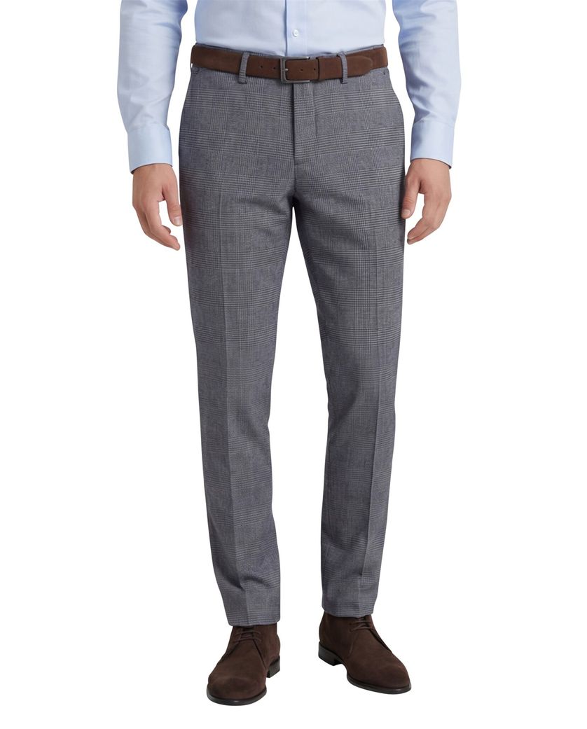 Gardeur broek chino blauw geruit Savage