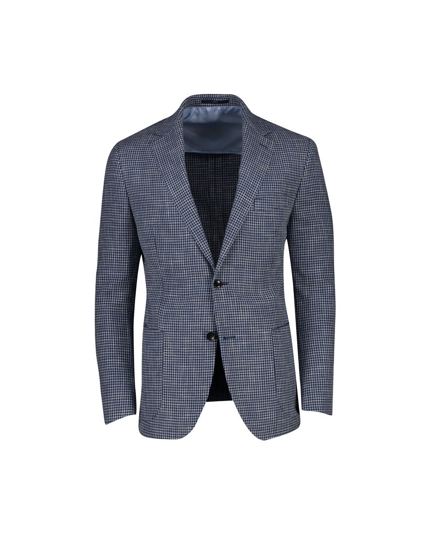 Dressler colbert blauw gemêleerd merinowol slim fit Shaped Fit