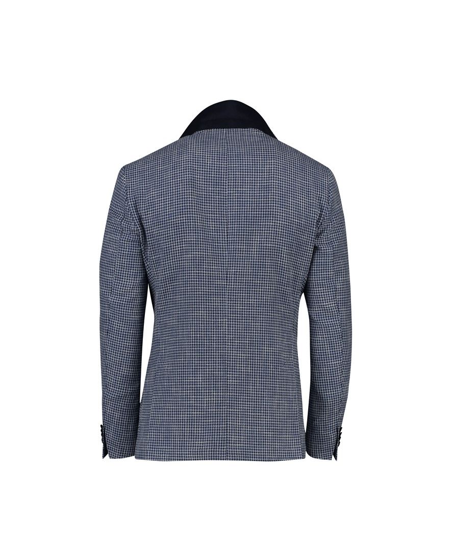 Dressler colbert blauw gemêleerd merinowol slim fit Shaped Fit