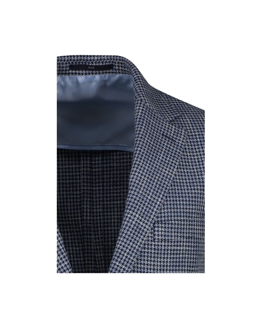 Dressler colbert blauw gemêleerd merinowol slim fit Shaped Fit