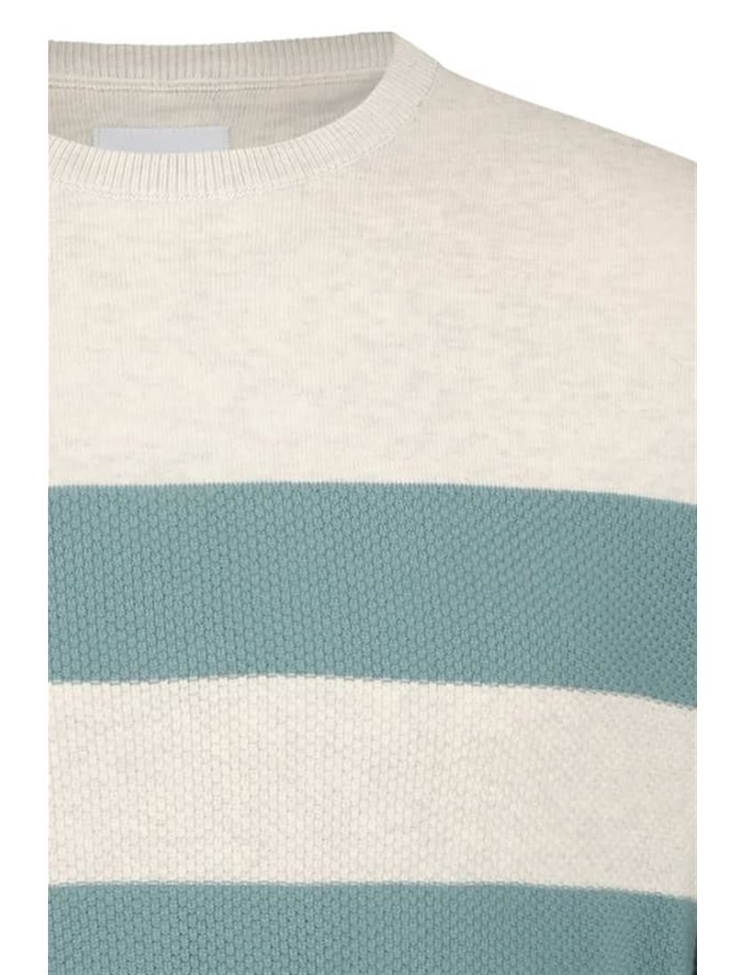 State of Art trui katoen beige gestreept blauw