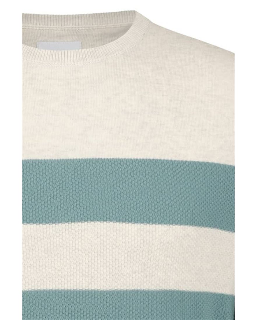 State of Art trui ronde hals beige gestreept katoen