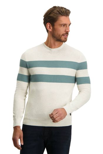 State of Art State of Art trui katoen beige gestreept blauw