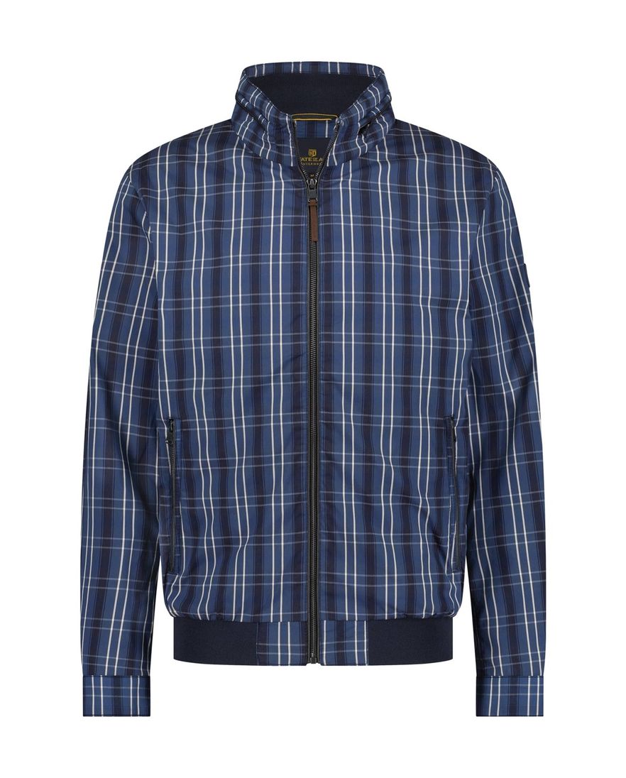 State of Art tussenjas blauw geruit katoen