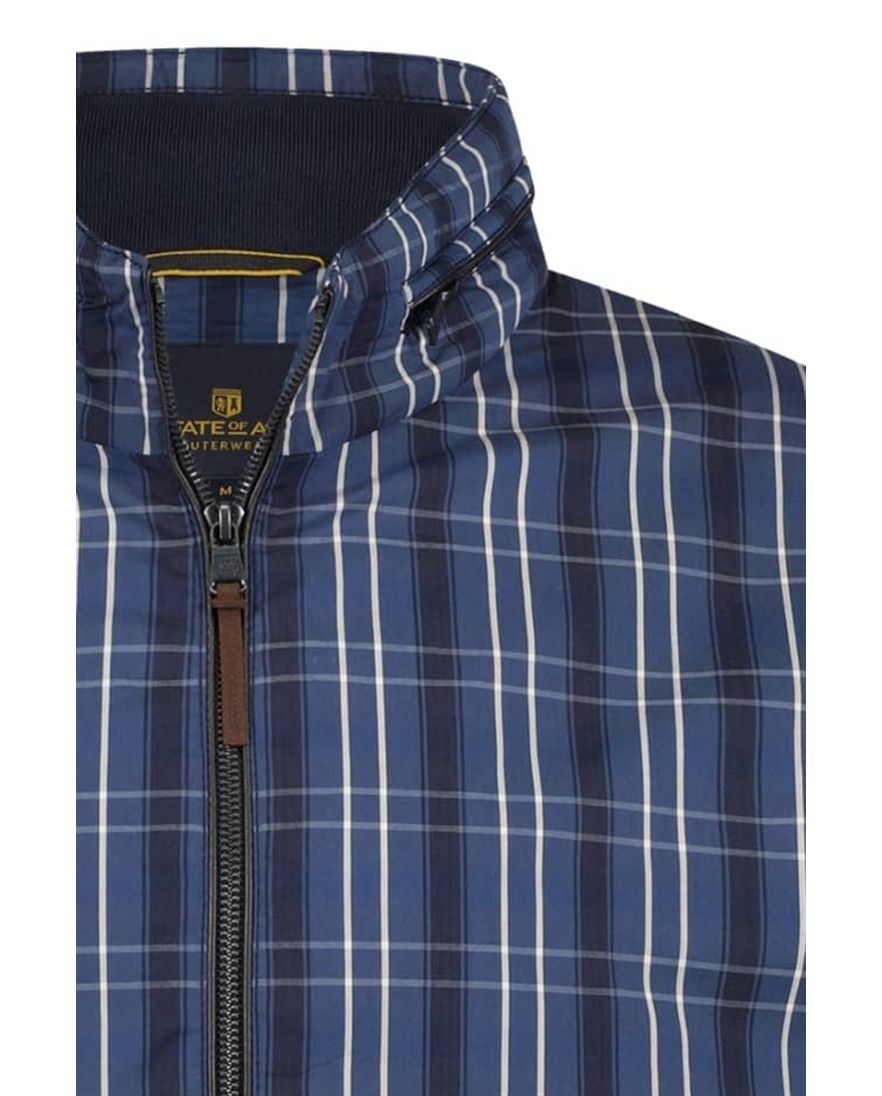 State of Art tussenjas blauw geruit katoen