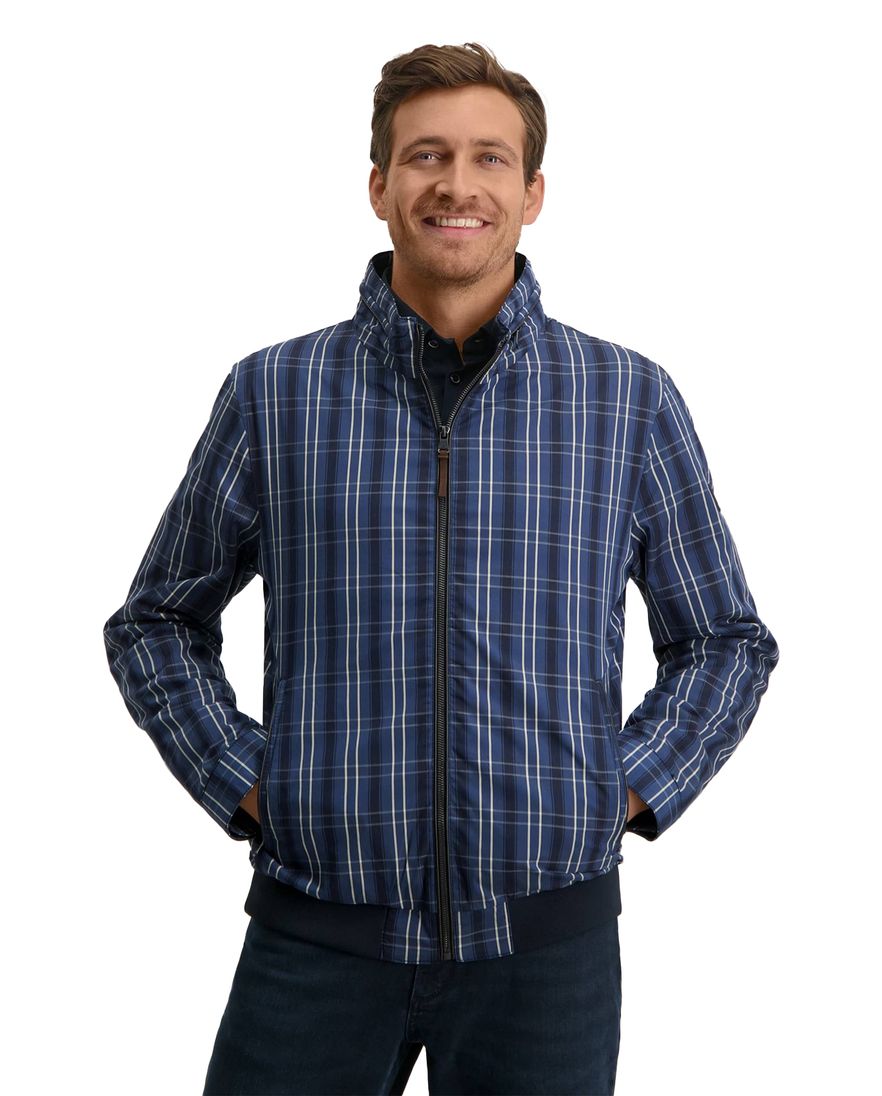 State of Art tussenjas blauw geruit katoen