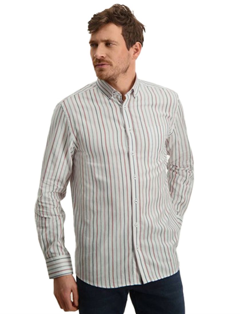 State of Art overhemd wijde fit katoen wit gestreept