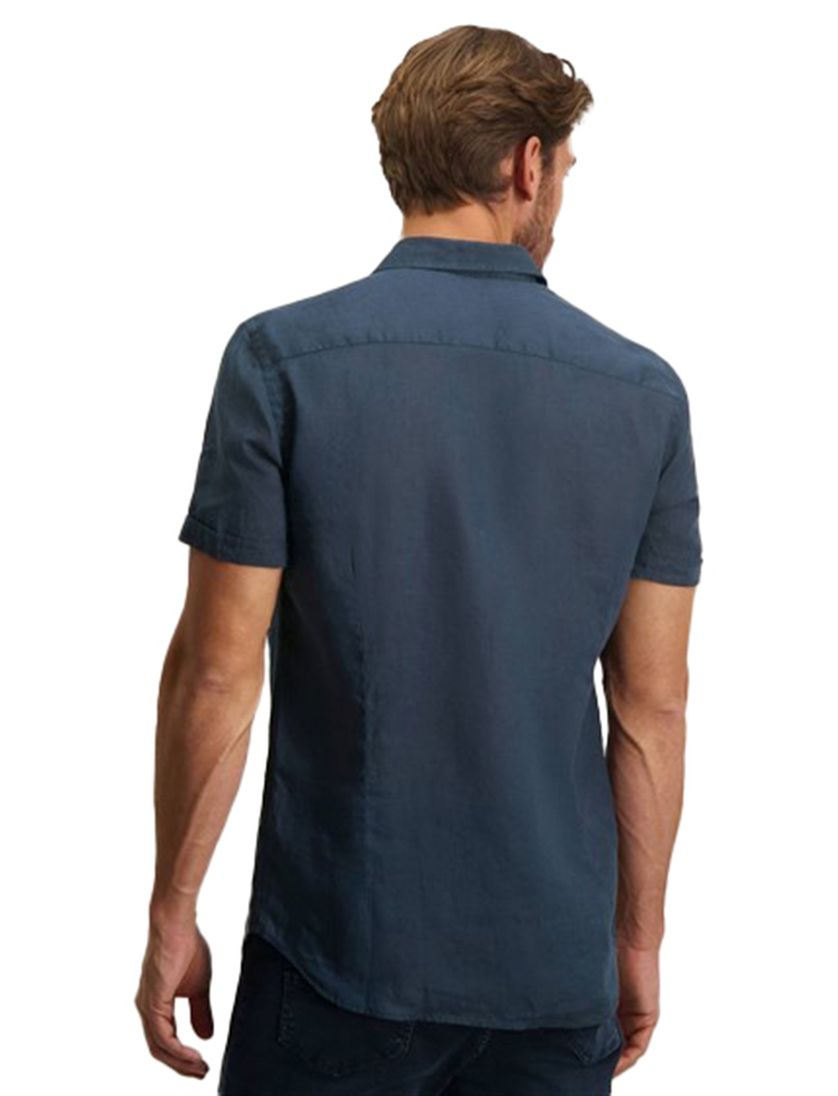 State of Art overhemd linnen korte mouw donkerblauw