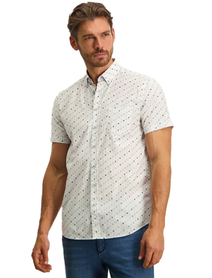 Overhemd korte mouw wijde fit State of Art wit geprint