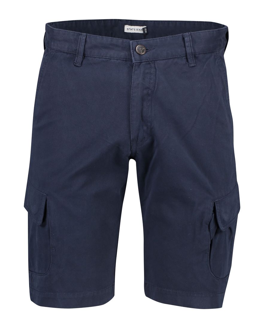 State of Art Bermuda effen donkerblauw cargo katoen