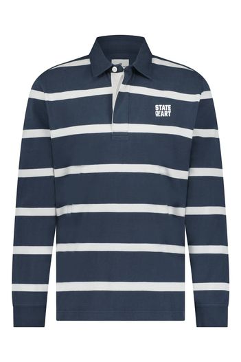 State of Art State of Art rugbytrui katoen donkerblauw wit gestreept