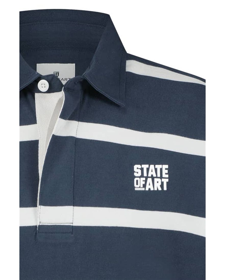 State of Art rugbytrui navy wit gestreept katoen