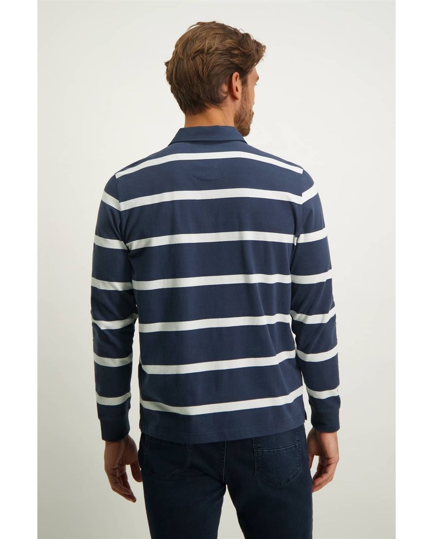 State of Art rugbytrui navy wit gestreept katoen