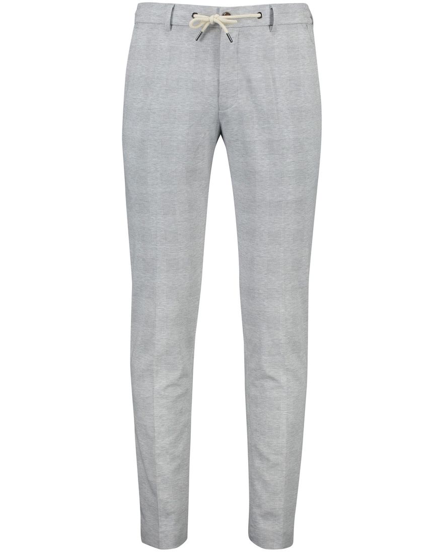 Portofino elastische band pantalon Turijn Grijs wit geruit