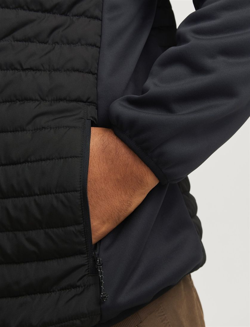 Jack & Jones Plus Size tussenjas kort zwart effen rits normale fit