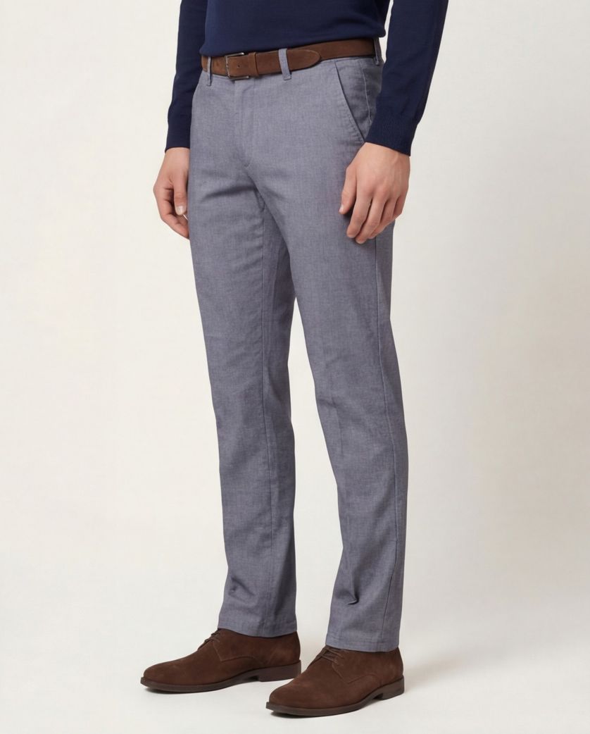 Eurex katoenen chino blauw effen zakken