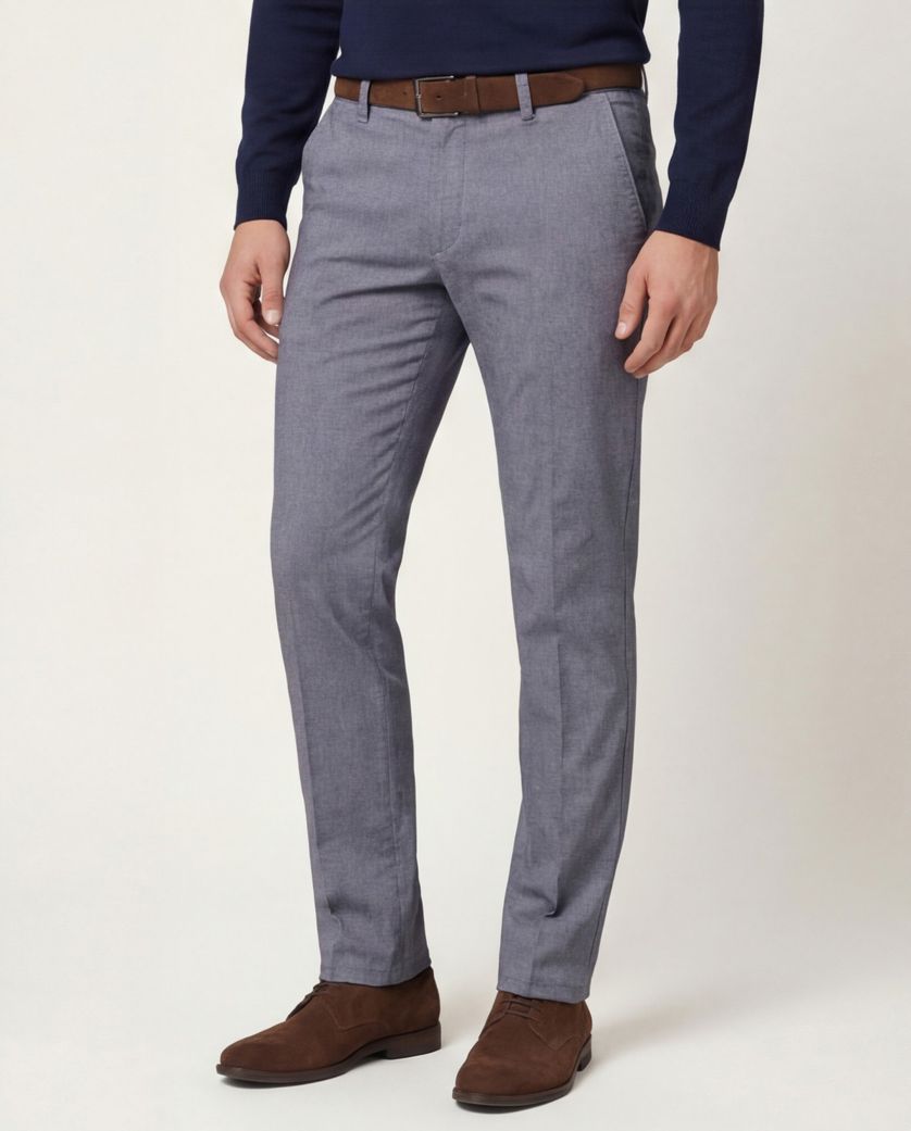 Eurex katoenen chino blauw effen zakken