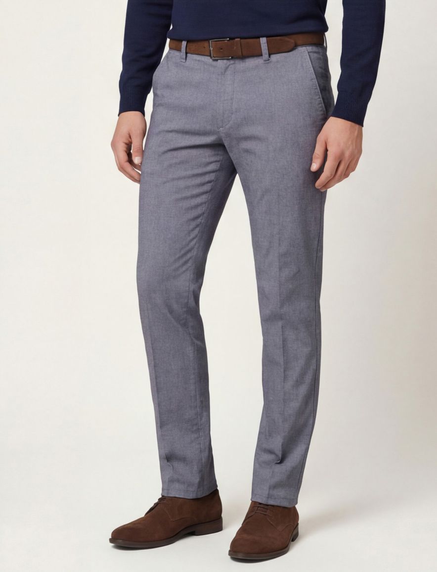 Eurex katoenen chino blauw zakken effen katoen