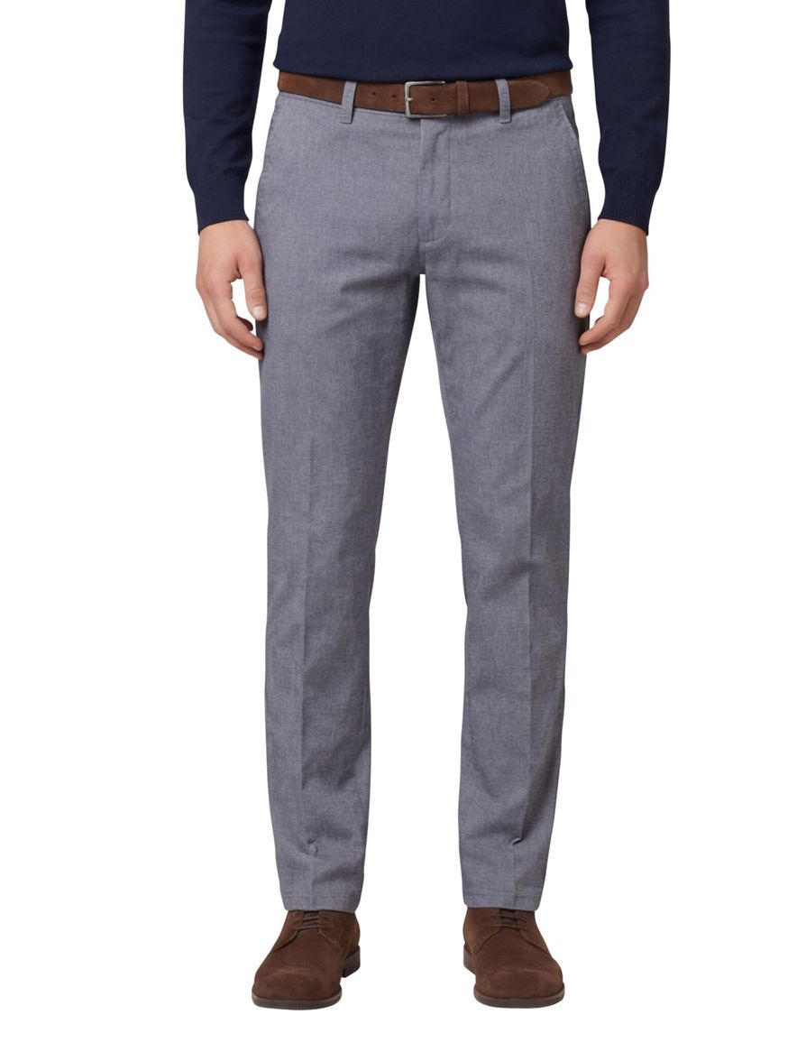 Eurex katoenen chino blauw zakken effen katoen