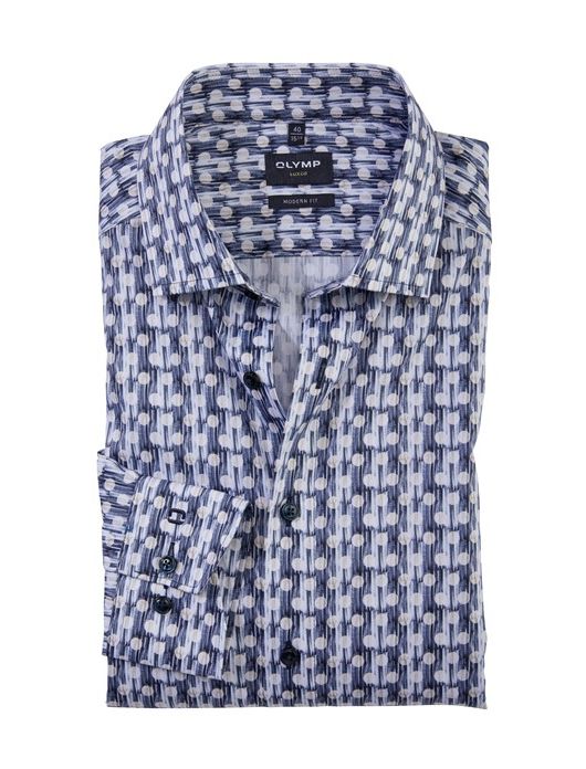 Olymp overhemd donkerblauw met stippen