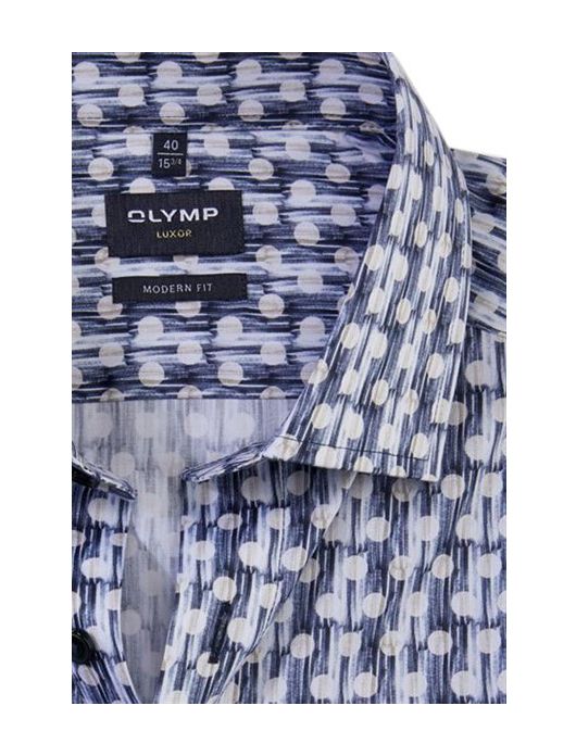 Olymp overhemd donkerblauw met stippen