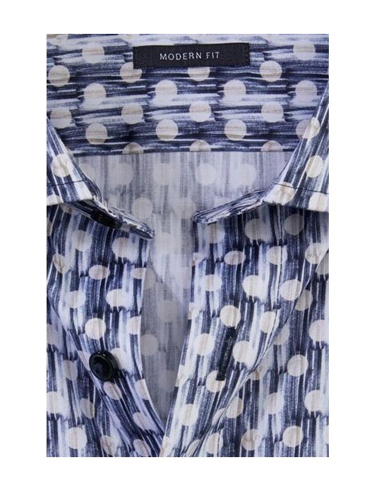 Olymp overhemd donkerblauw met stippen