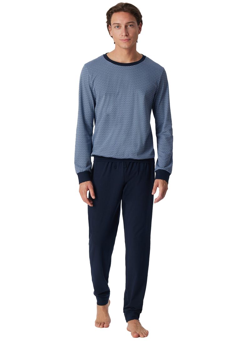 Pyjama Schiesser geprint katoen blauw