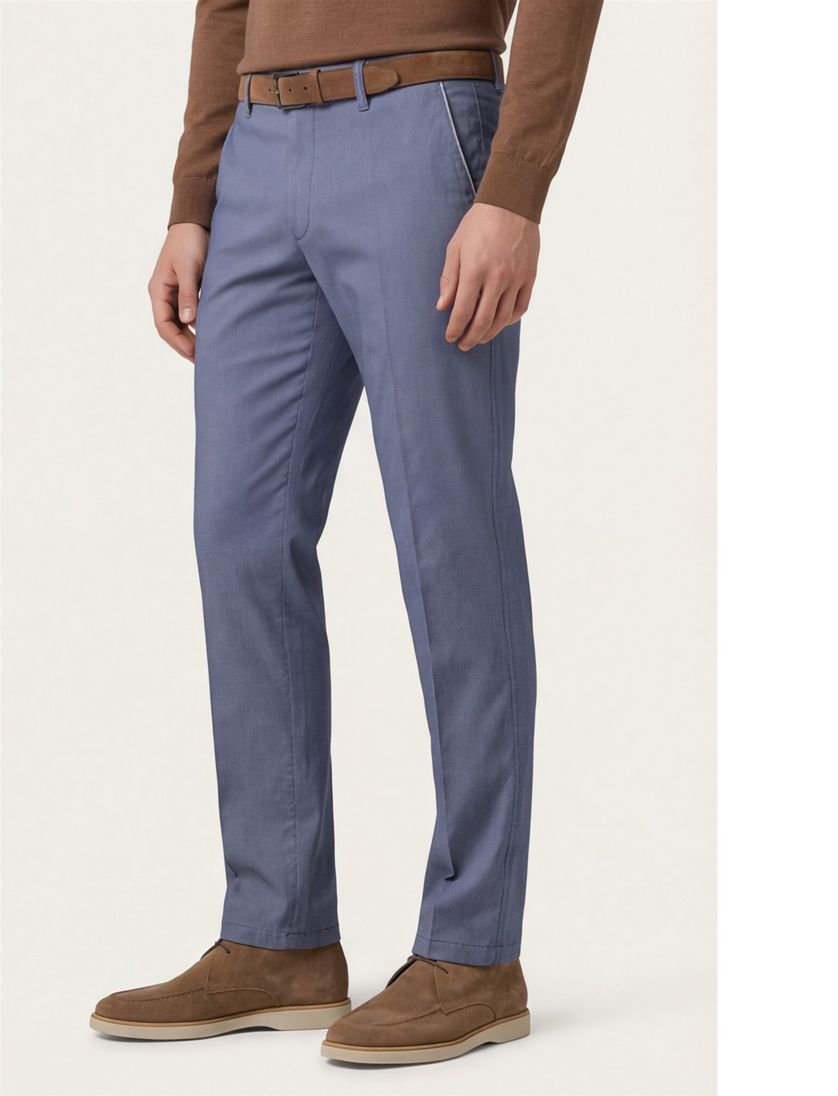 M.E.N.S. katoenen broek blauw effen katoen Meran