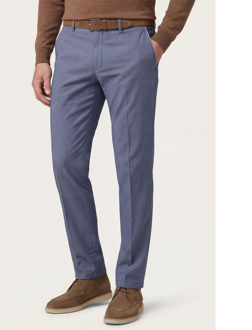 M.E.N.S. katoenen broek blauw effen katoen Meran