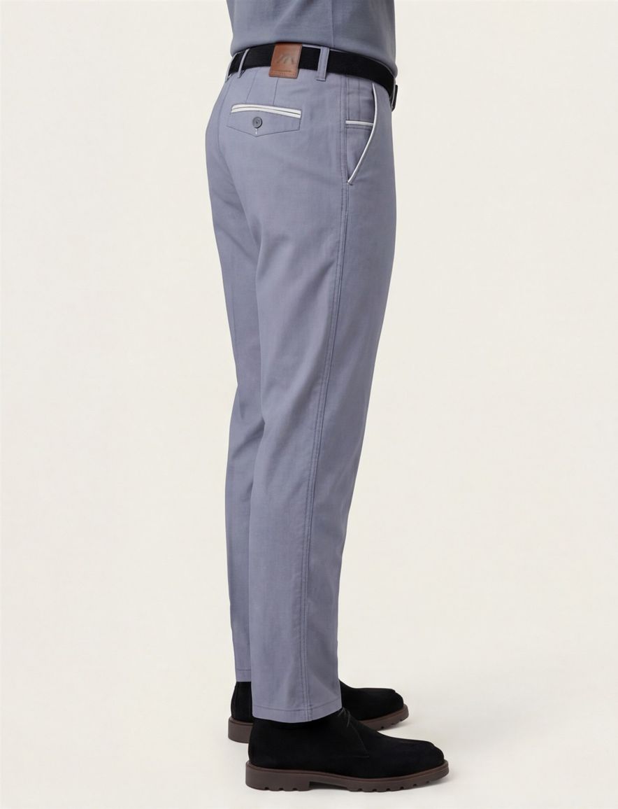 M.E.N.S. Modern fit broek blauw katoen stretch Meran U