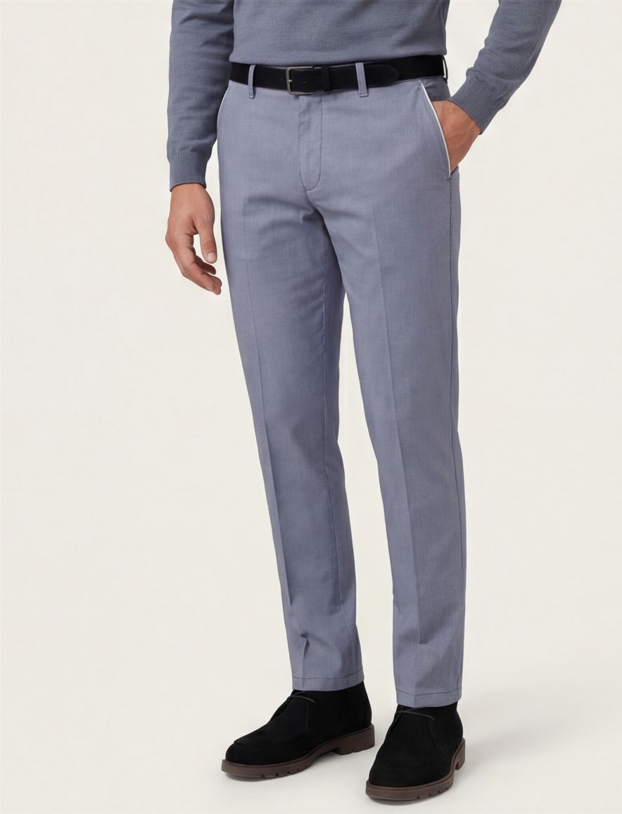 M.E.N.S. Modern fit broek blauw katoen stretch Meran U